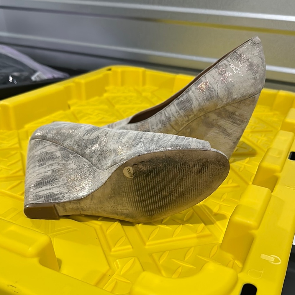 Bcbgeneration Textured Cream Peep-Toe Wedges - image 4